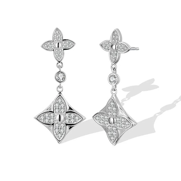 Elegant Sterling Silver Drop Earrings - Picture 2 of 4